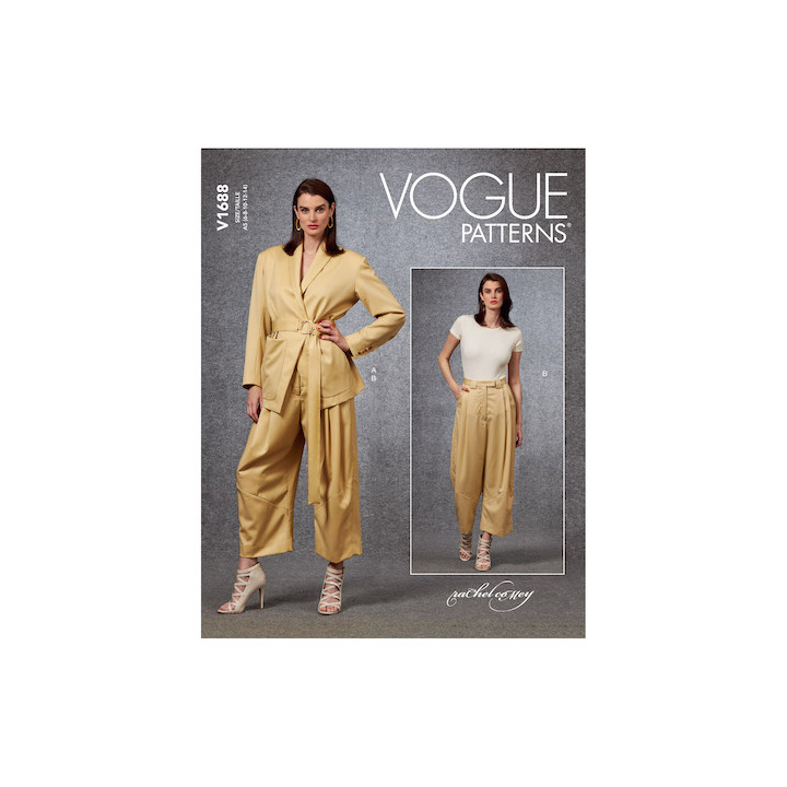 Patron Veste, ceinture et Pantalon femme - Vogue 1688  - 1