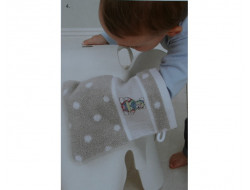 Gant de toilette Beige à pois blanc RICO