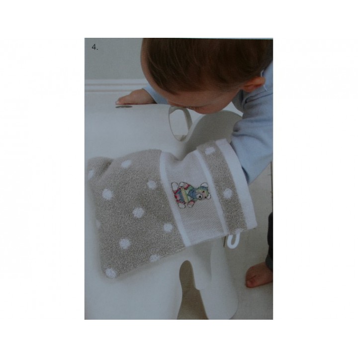 Gant de toilette Beige à pois blanc RICO Rico Design - 1