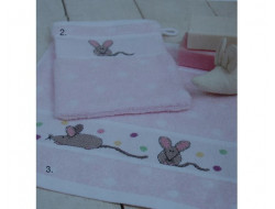Gant de toilette à pois rose RICO  - 1