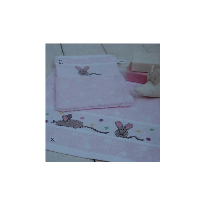 Gant de toilette à pois rose RICO  - 1