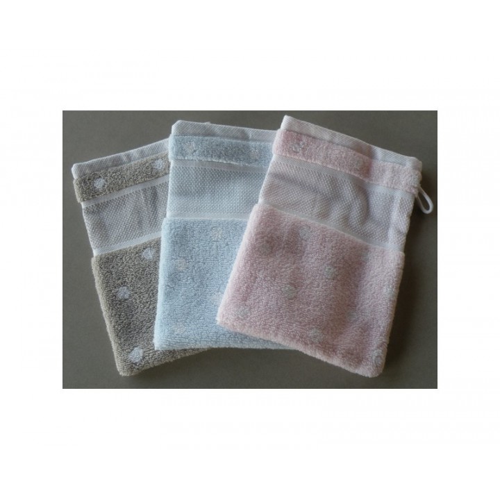 Gant de toilette à pois rose RICO  - 3