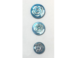 Bouton nacré fleur bleu