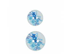 Bouton blanc fleurs bleues