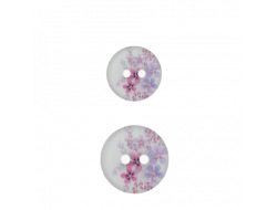 Bouton blanc fleurs roses  - 1