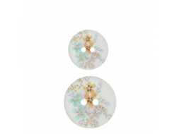 Bouton blanc fleurs multicolores  - 1