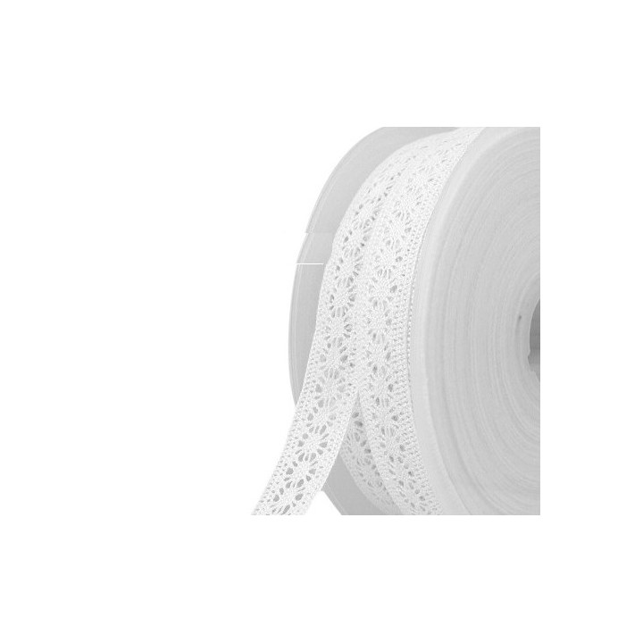 Ruban Dentelle Guipure Blanche Croisillons Et Pompons
