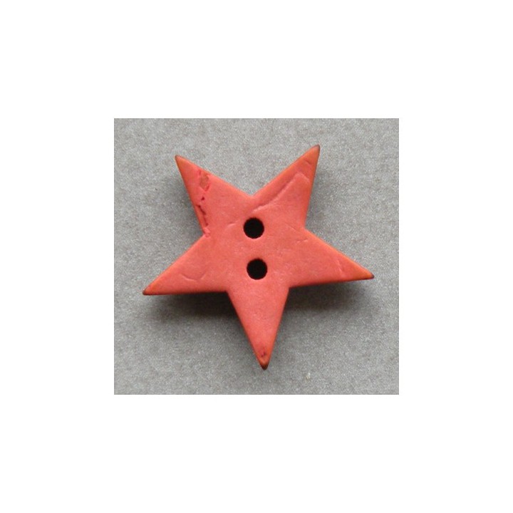 Bouton bois étoile orange  - 1