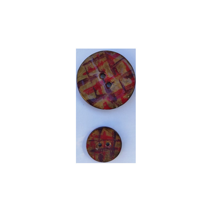 Bouton en coco rouge 25, 40 mm