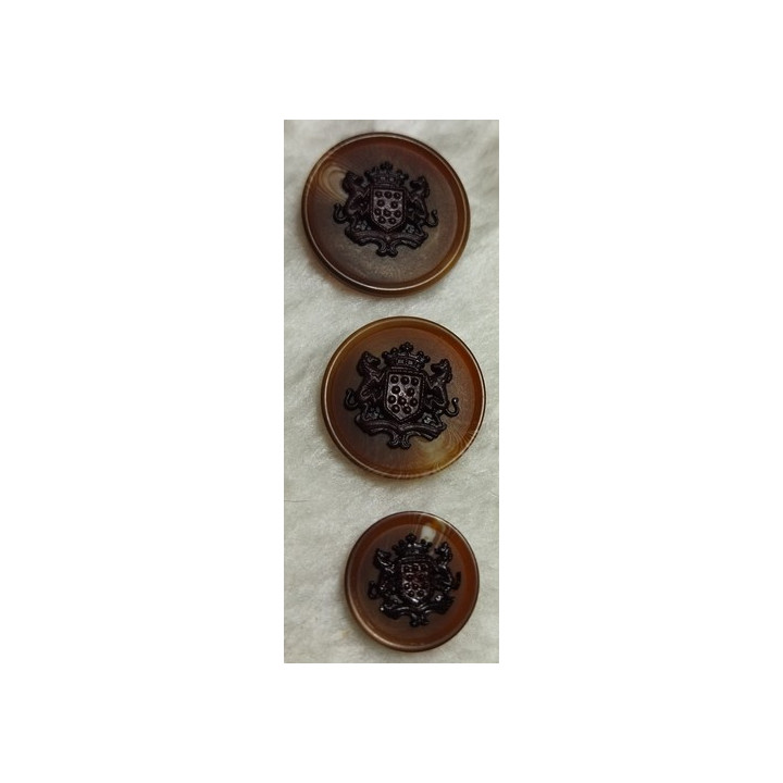 Bouton blason marron 15 mm, 20 mm et 22 mm  - 1