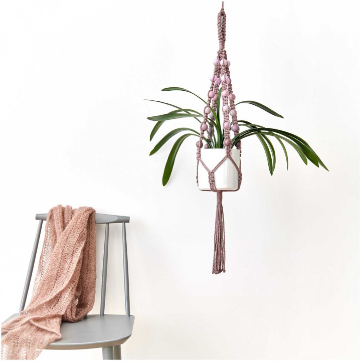 Perles de macramé en bois, tons de rose  - 3