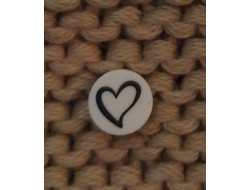 Bouton blanc motif coeur 12 mm