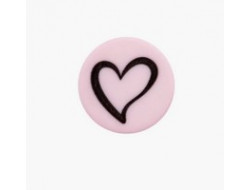 Bouton rose motif coeur 12 mm