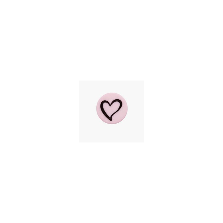 Bouton rose motif coeur 12 mm  - 1