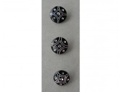 Bouton noir avec strass 15, 18 et 21 mm