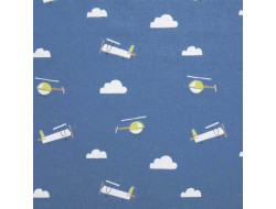 Tissu coton denim print color 4 Planes