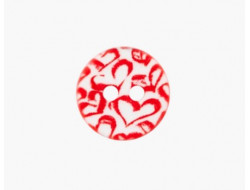 Bouton motif coeurs rouges