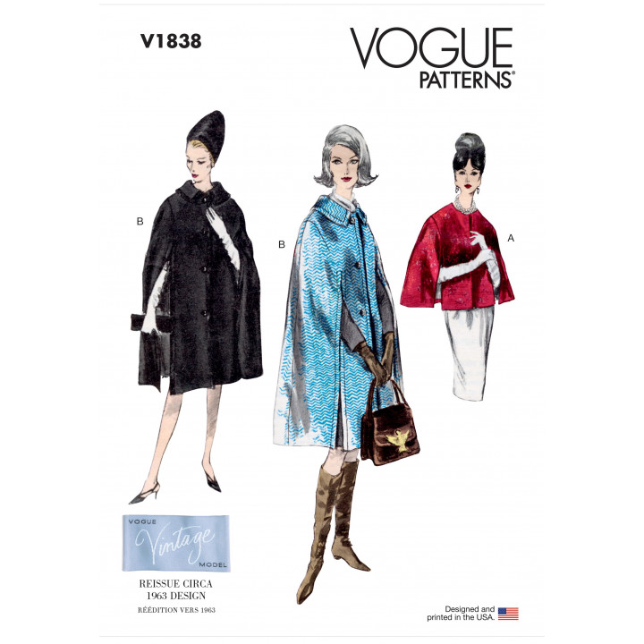 Patron cape femme - Vogue 1838  - 1