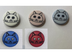 Bouton rond tête de chat blanc 12 mm