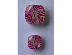 Bouton fantaisie rose et blanc 15 et 20 mm