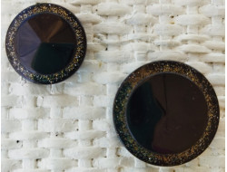 Bouton noir, contour pailleté, 22 et 30 mm