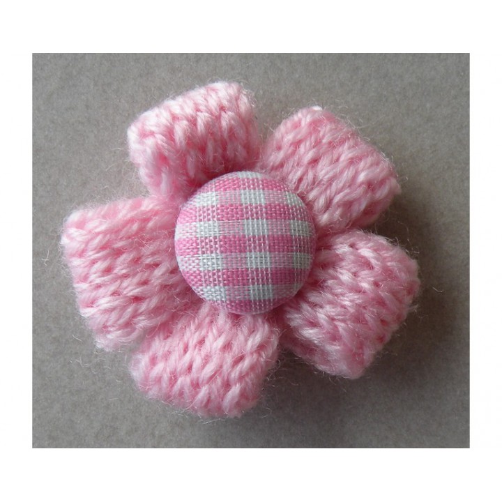 Fleur tricot - rose  - 1