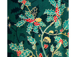 Tissu Xmas Poplin Holly Green Xmas