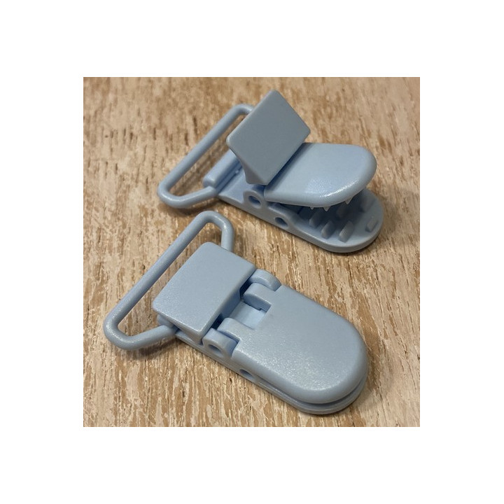 Pince bretelle plastique bleu ciel sucette, bretelle  - 1
