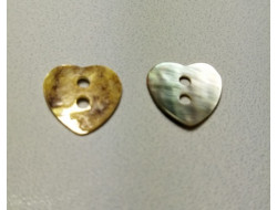 Boutons nacre coeur beige 12 mm  - 1