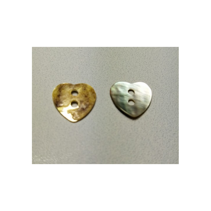 Boutons nacre coeur beige 12 mm  - 1
