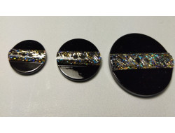 Boutons noirs motif paillettes 18, 23, 33 mm