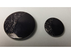 Boutons noirs motif paillettes  22, 34 mm