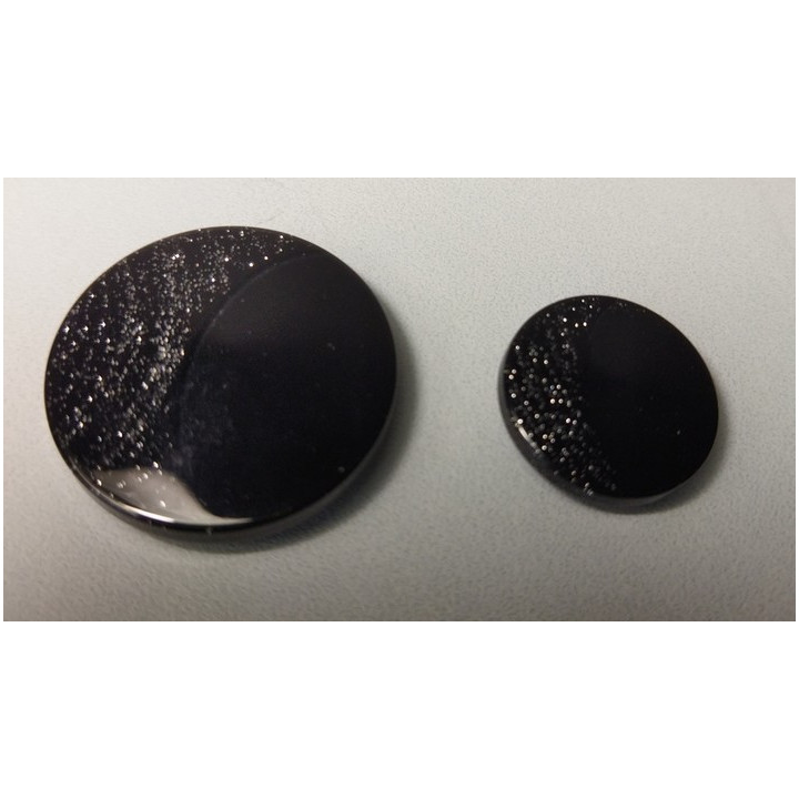 Boutons noirs motif paillettes  22, 34 mm  - 1