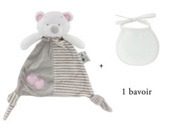 Doudou Ourson à broder rose