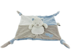 Doudou Ours grelot à broder bleu
