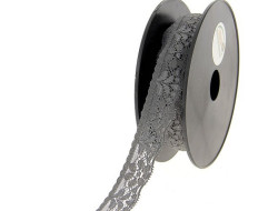 Dentelle nylon extensible 25 mm Grise