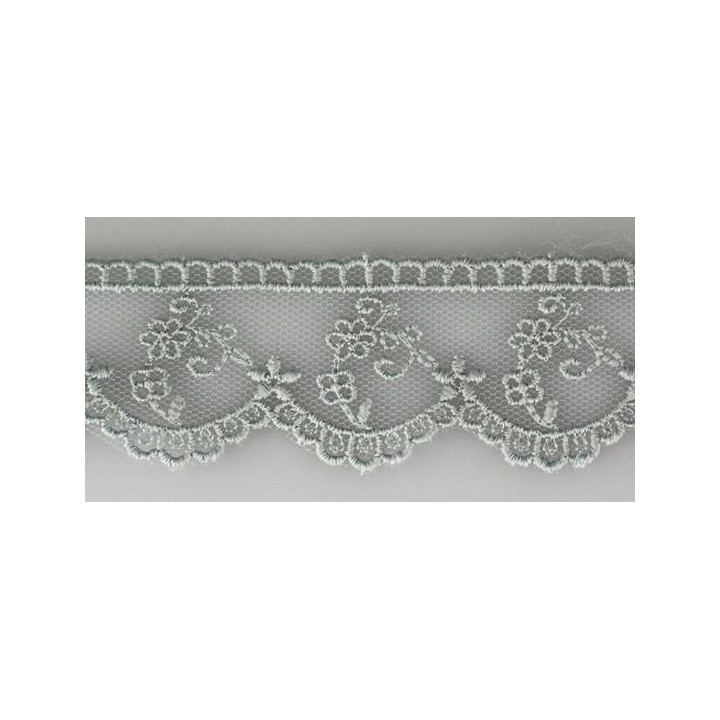 Dentelle tulle nylon grise 28 mm  - 1