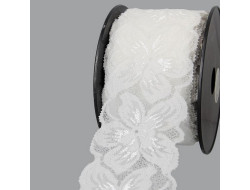Dentelle en nylon extensible Blanc - 75 mm