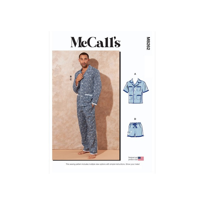 Patron pyjama pantalon ou short Homme McCall's M8262  - 1