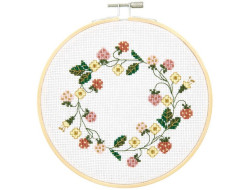 Kit Broderie Point de Croix couronne de fraises, Rico Design