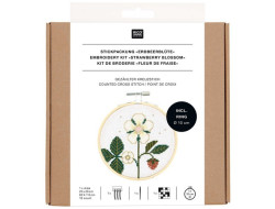 Kit Broderie Point de Croix tableau fleur de fraise, Rico Design
