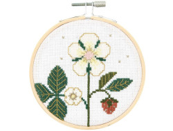Kit Broderie Point de Croix tableau fleur de fraise, Rico Design