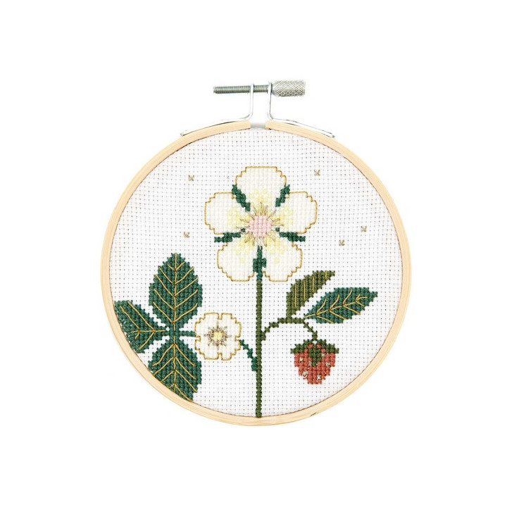 Kit Broderie Point de Croix tableau fleur de fraise, Rico Design Rico Design - 2