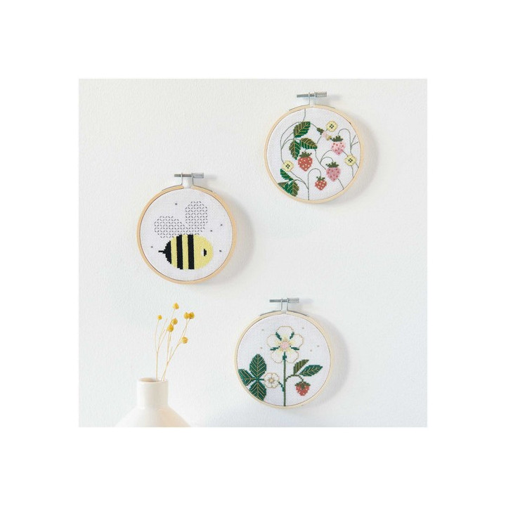 Kit Broderie Point de Croix tableau fleur de fraise, Rico Design Rico Design - 5
