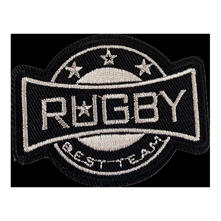 Écusson thermocollant rugby noir