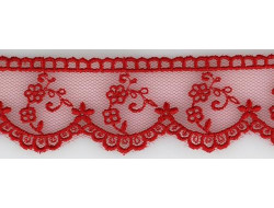 Dentelle tulle nylon rouge Largeur 45 mm