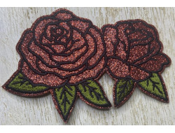 Écusson thermocollant Rose rouge pailleté
