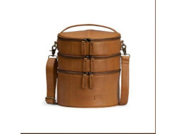 Sac à ouvrage à compartiment en cuir MUUD - BTURN - Whisky
