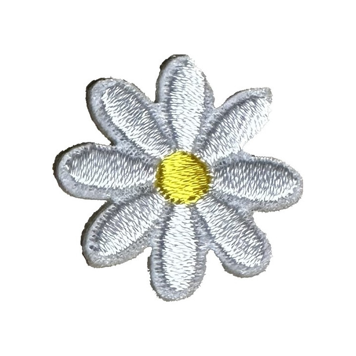 Écusson thermocollant Fleur brodée blanche  - 1