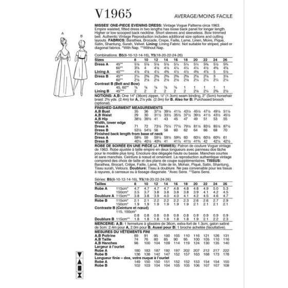 Patron Robe de soirée - Vogue V1965  - 2